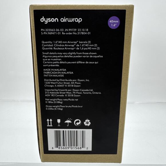 NIB Genuine Dyson Barrels (2) 1.6” / 40 mm for Airwrap #322063-06-03 Fuchsia - Picture 1 of 7